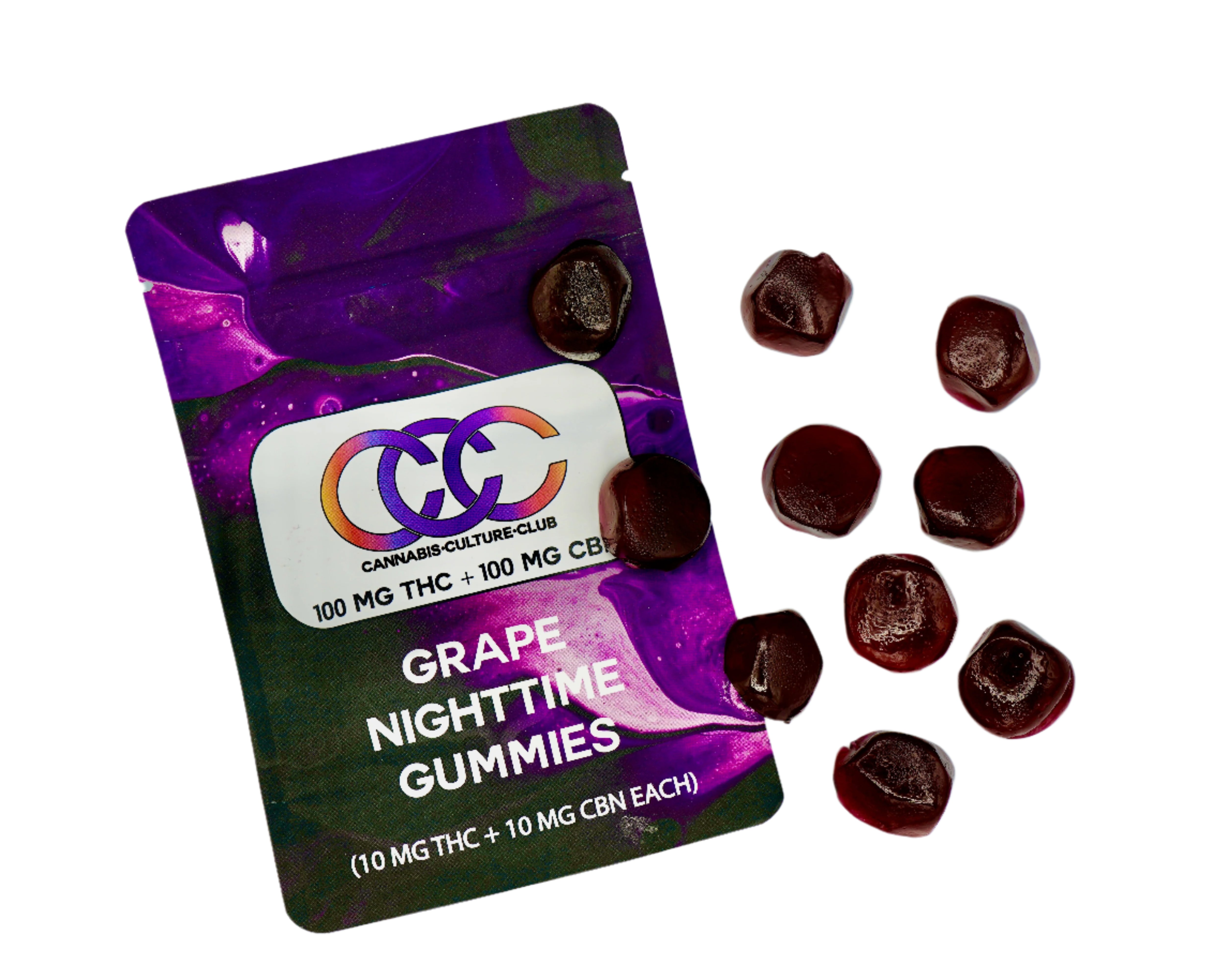 CCC Grape Nighttime Gummies 100mg THC/CBN